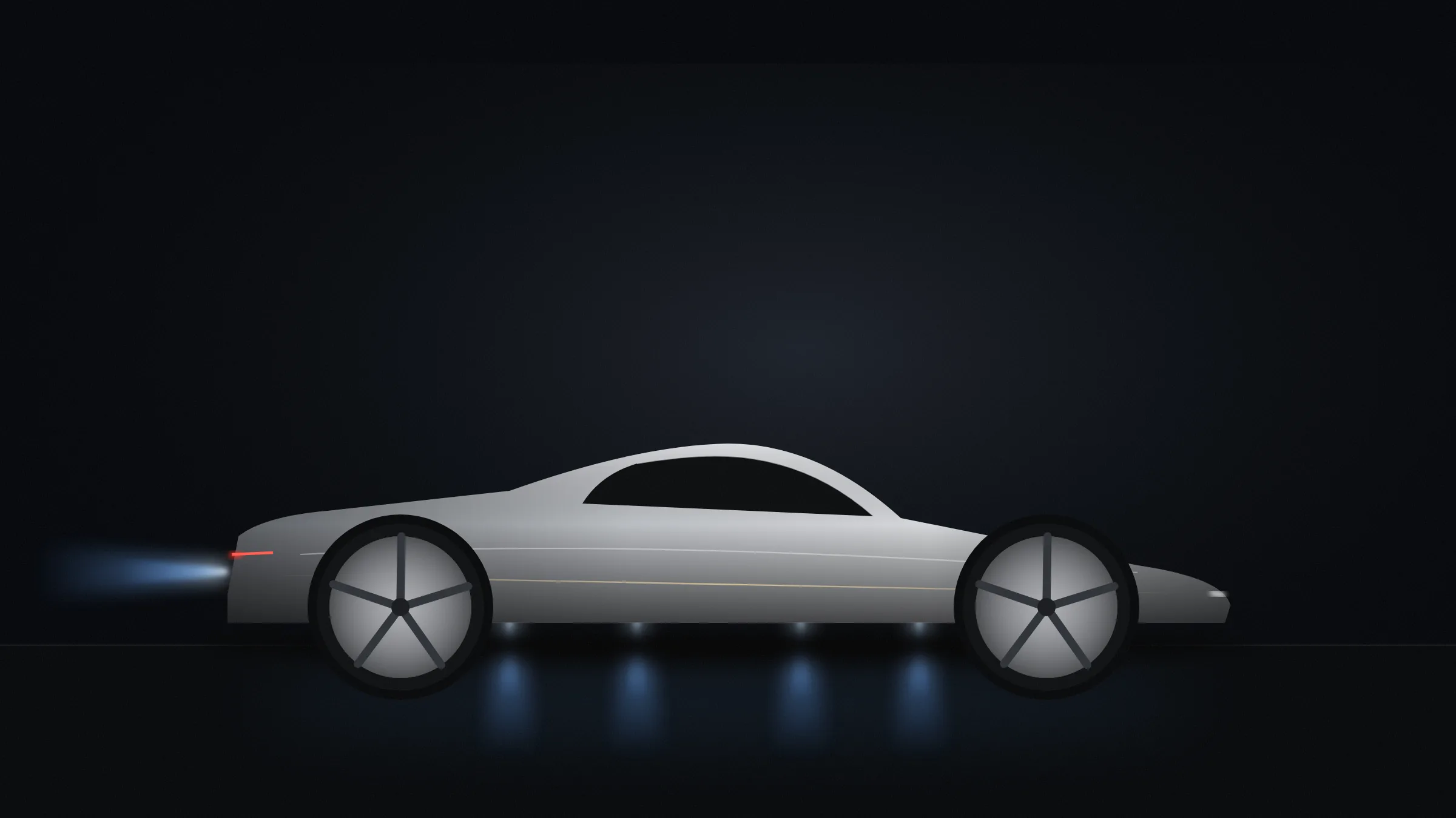 车底带有淡蓝白色冷气喷流的 Roadster 插画